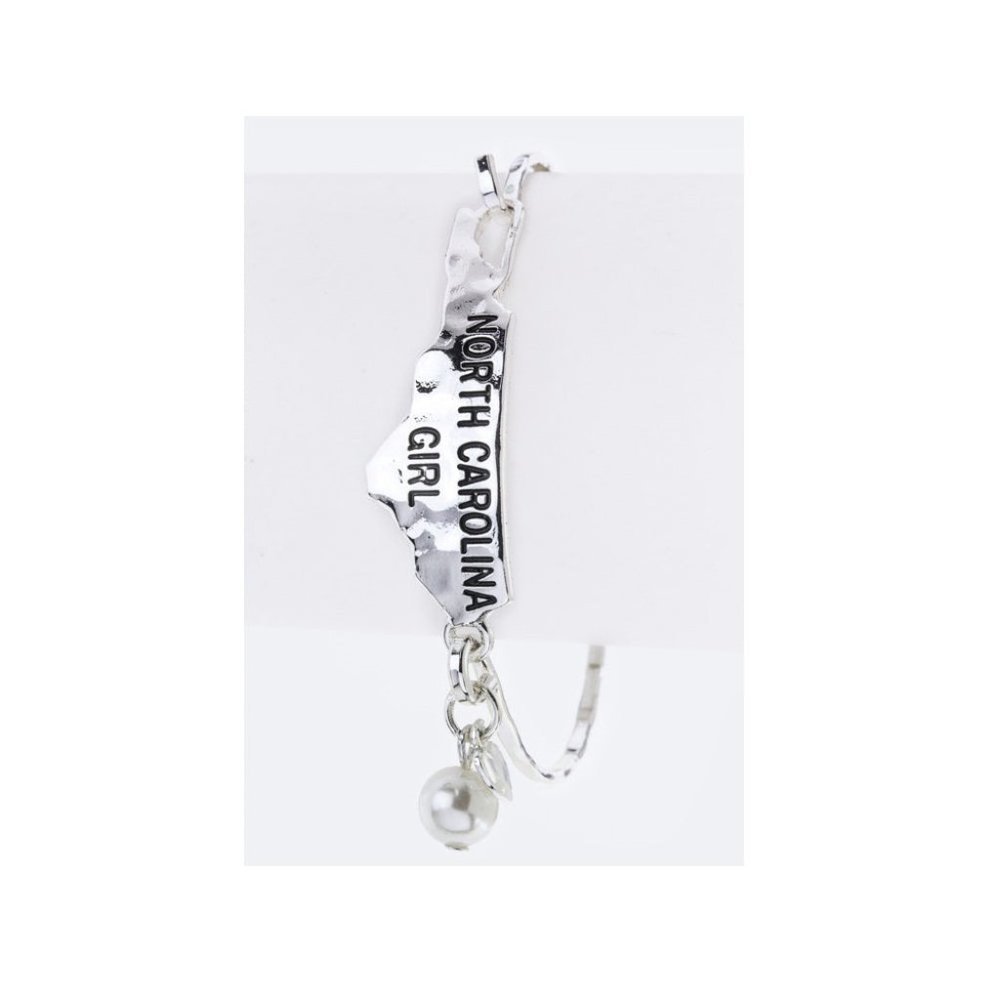 Stylish Women North Carolina Girl State Map Hook Bracelet Jewelry - Silver